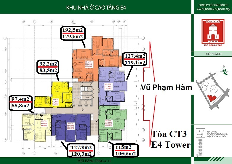 Chung cư E4 tower Yên Hòa - Mặt bằng thiết kế CT3